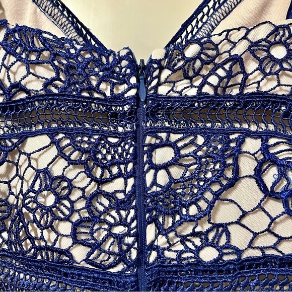 Elegant Blue Lace Midi Dress - Picture 9 of 12